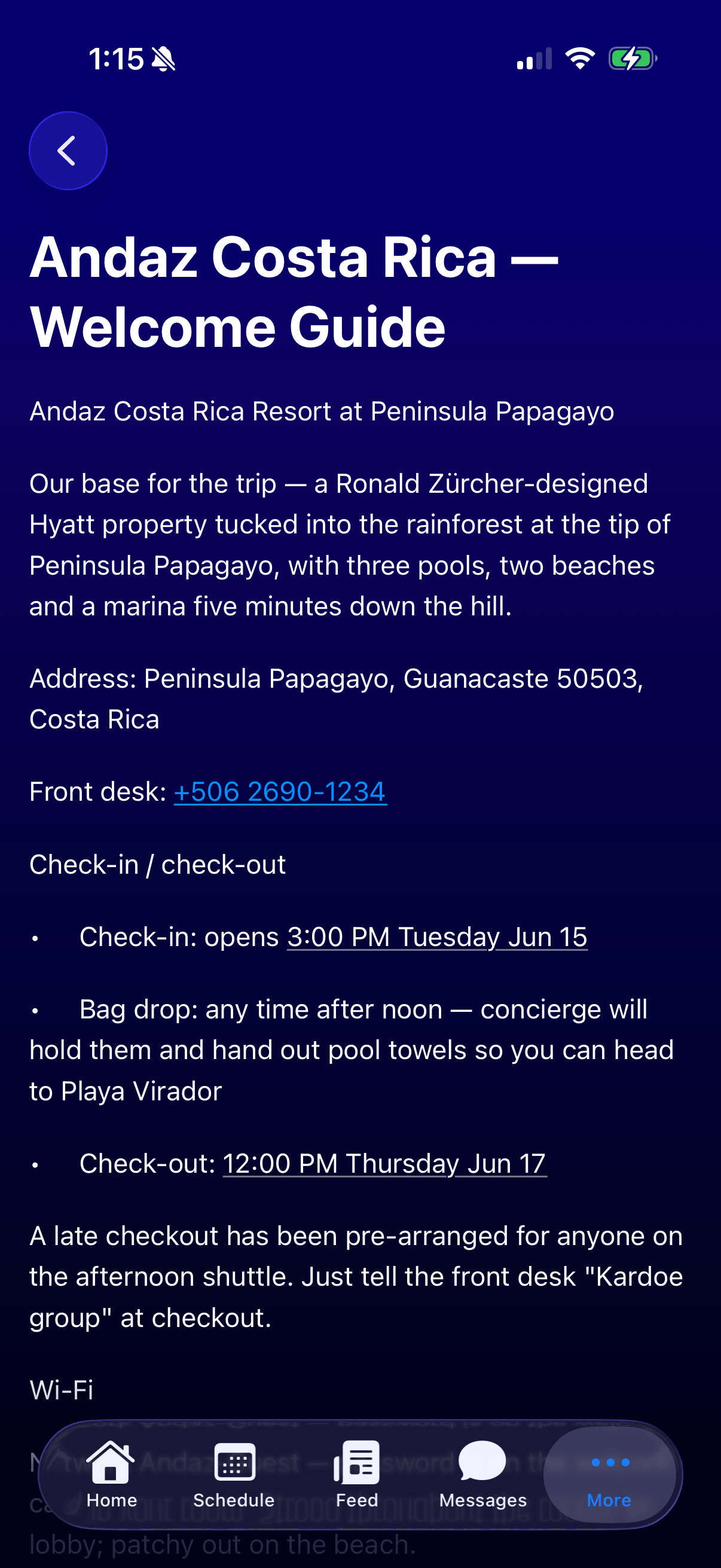 Attend document viewer showing an event welcome guide.